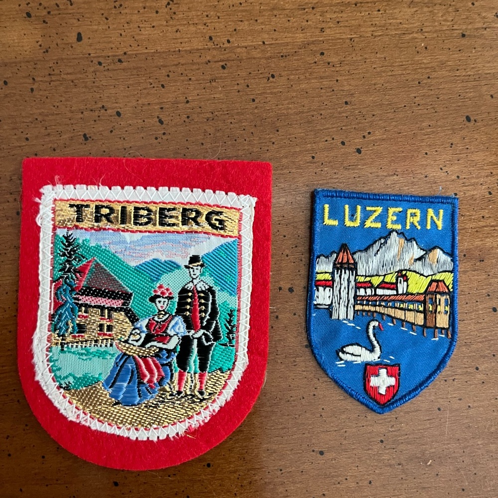 Swiss & German Fabric Travel Patches (2), LUZERN (1970’s) TRIBERB (2000’s)